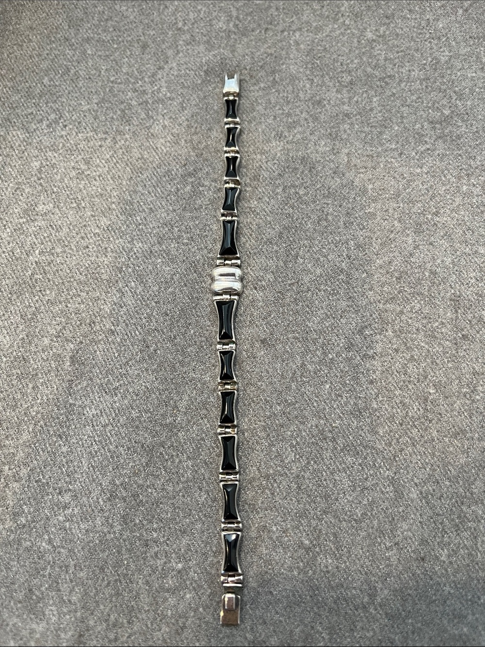 Sterling TAXCO Black Onyx 950 Bracelet - Picture 4 of 12